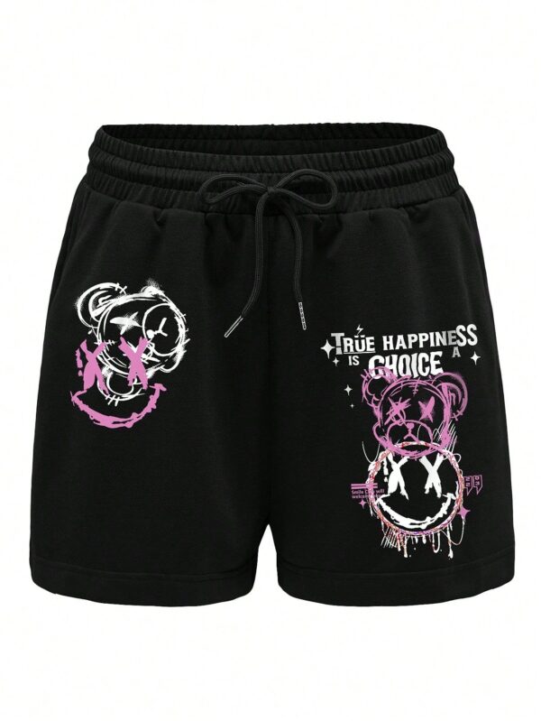 Printed Men Black Sports Shorts