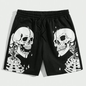 Printed Men Black Sports Shorts
