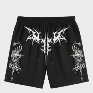 Printed Men Black Sports Shorts